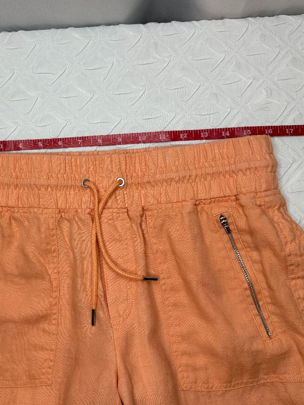 Athleta Cabo 100% Linen Orange Joggers, Size 10 Athleisure Boho Resort - Picture 5 of 7